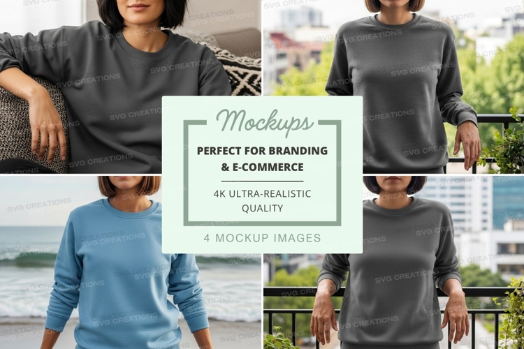 Sweatshirt mockup set featuring multiple models and scenario