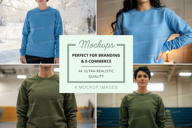 Long sleeve sweatshirt mockup in blue and green