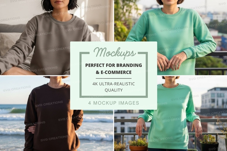 People wearing long sleeve t-shirts mockup
