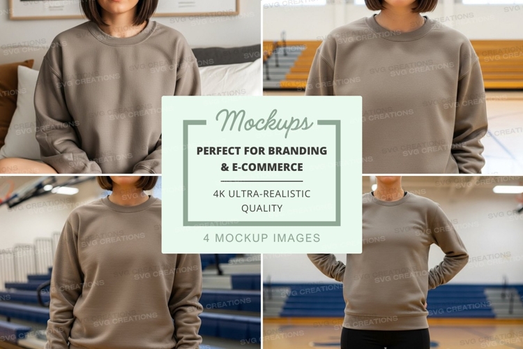 Oversized sweatshirt mockup in beige with model