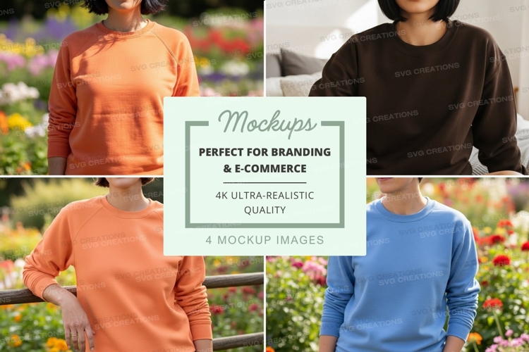 Sweatshirt mockup with models in garden setting