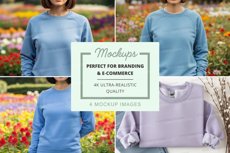 Sweatshirt mockup in light blue and lavender colors