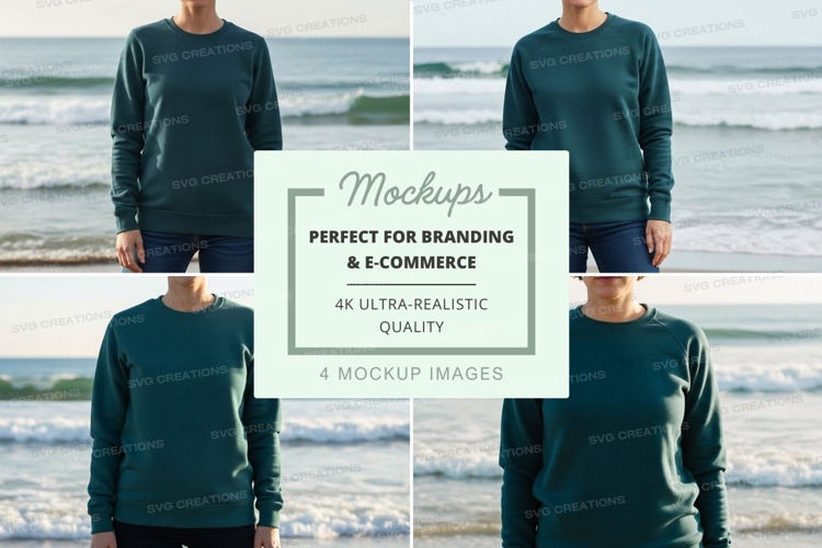 Long sleeve sweatshirt mockup on beach