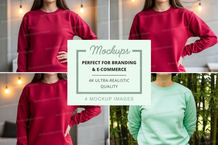 Long sleeve crew neck sweatshirt mockup