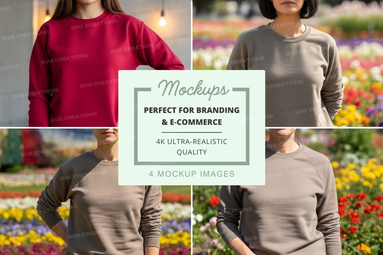 Long sleeve sweatshirt mockup in red and gray