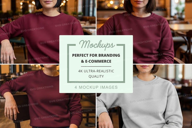 Sweatshirt mockup with models in café setting