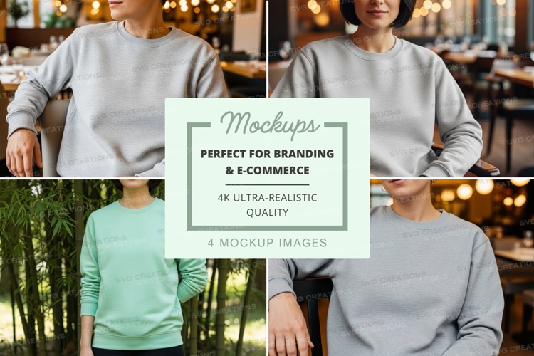 Sweatshirt mockup in light gray and mint green