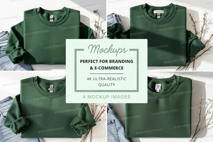 Green crew neck sweatshirt mockup