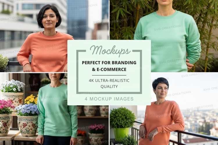 Long sleeve sweatshirt mockup in various colors