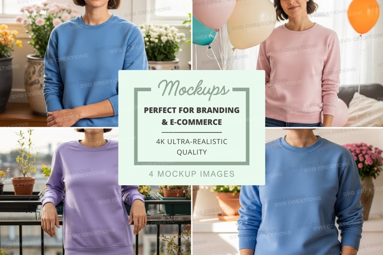 Sweatshirt mockup in multiple colors