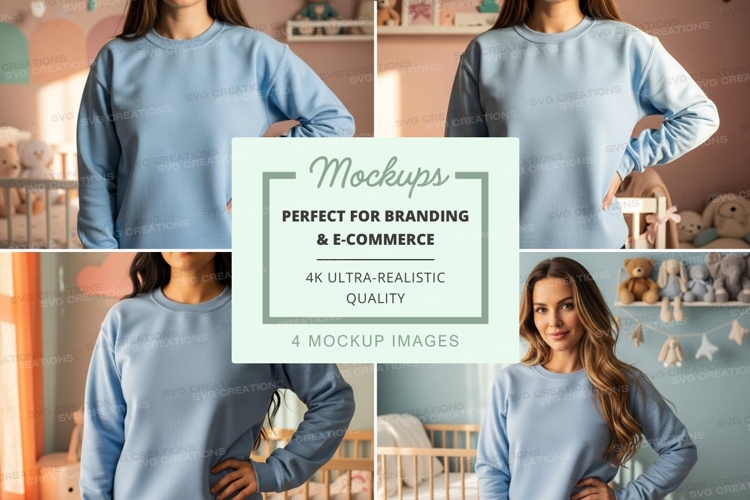 Light blue long sleeve sweatshirt mockup