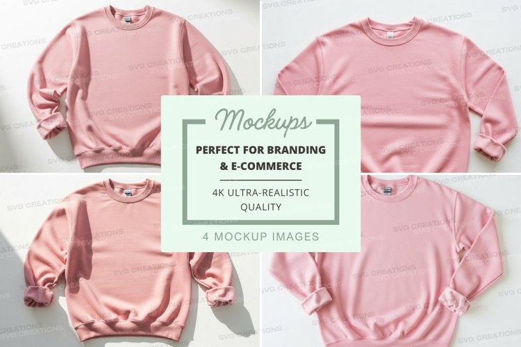 Pink crew neck sweatshirt mockup