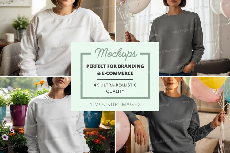 Sweatshirt mockup with balloons and plants
