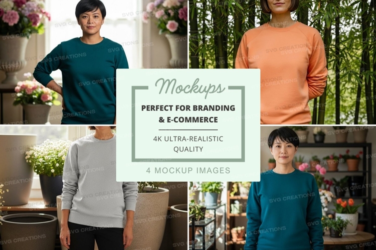 Long sleeve crew neck sweatshirts mockup