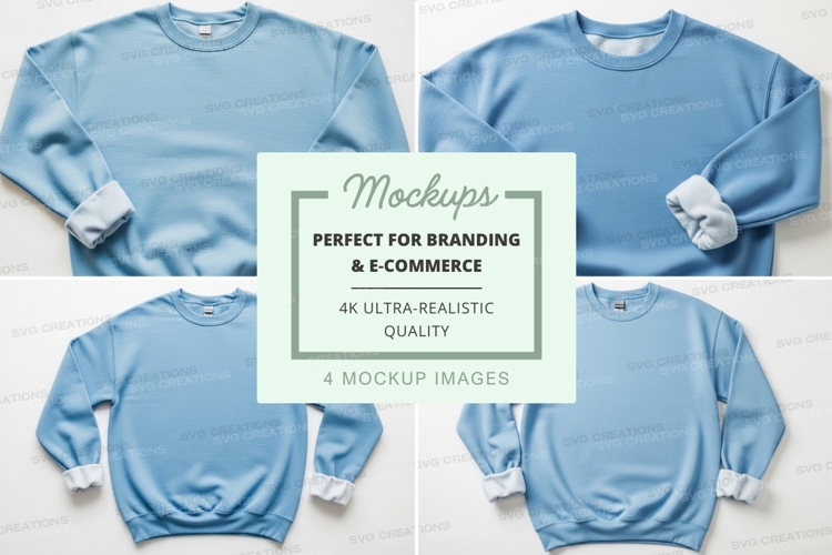 Light blue crew neck sweatshirt mockup