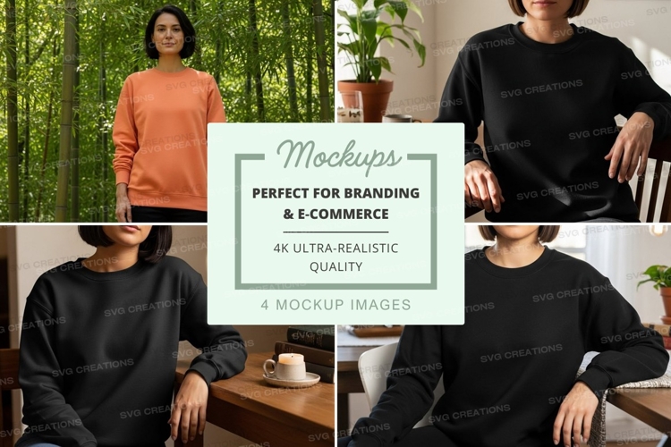 Sweatshirt mockup featuring multiple models