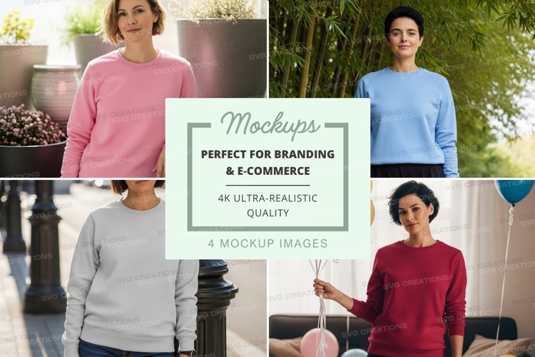 Long sleeve sweatshirt mockup in various colors