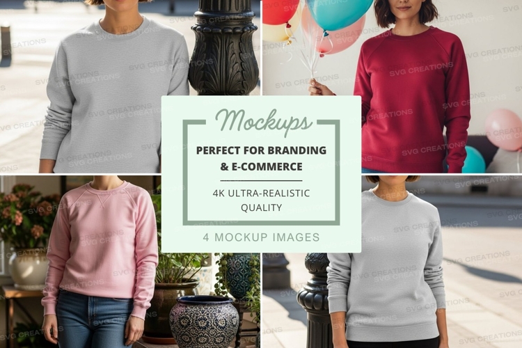 Sweatshirt mockup in various colors
