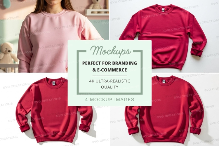 Sweatshirt mockup - crew neck, multiple colors