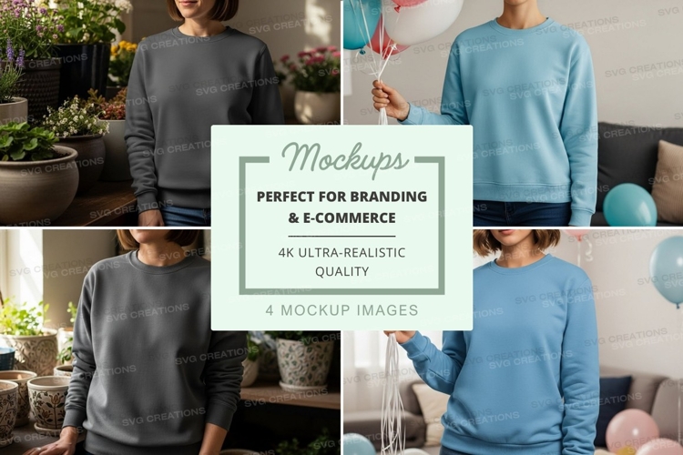 Sweatshirt mockup with people holding balloons