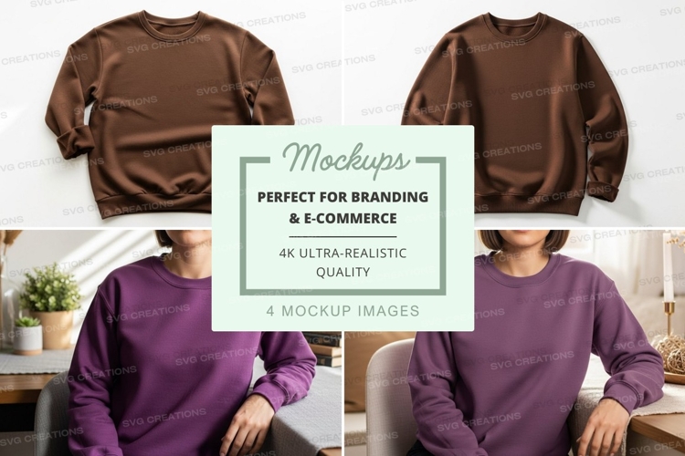 Oversized sweatshirt mockup in brown and purple