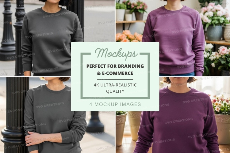 Sweatshirt mockup in gray and purple