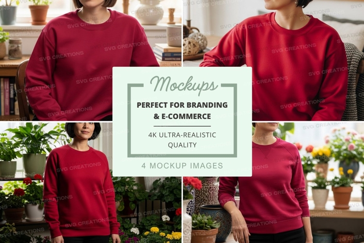 Red long sleeve sweatshirt mockup