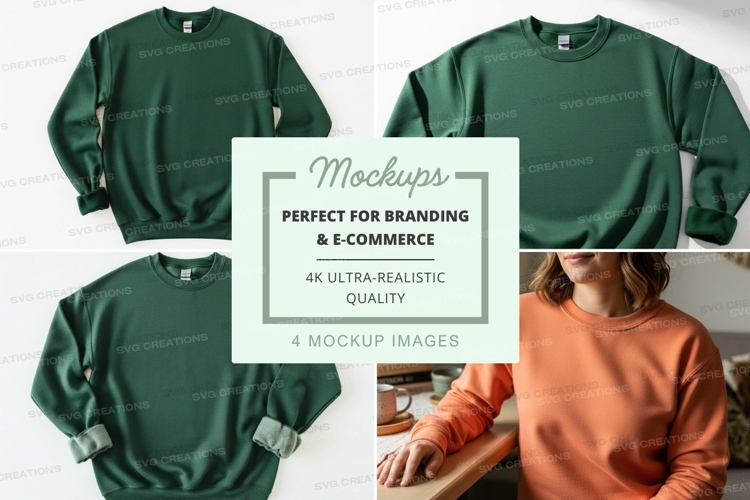 Green crew neck sweatshirt mockup