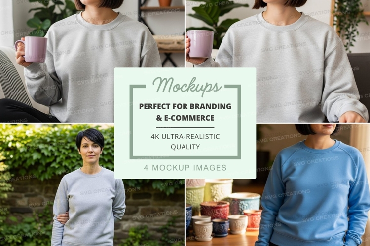 Sweatshirt mockup in light gray and blue colors