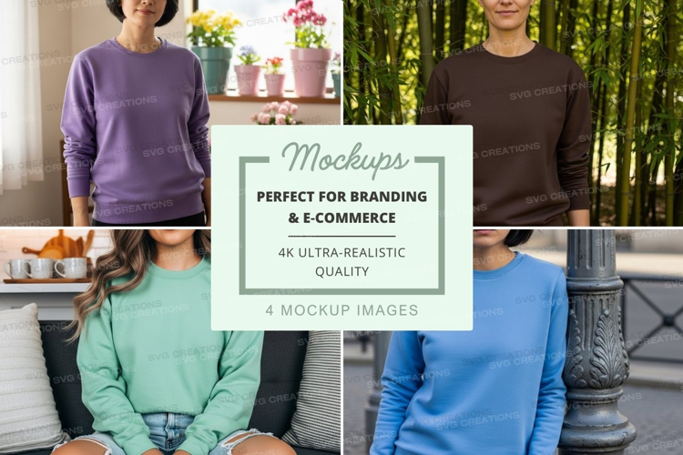 People wearing long sleeve sweatshirts mockup