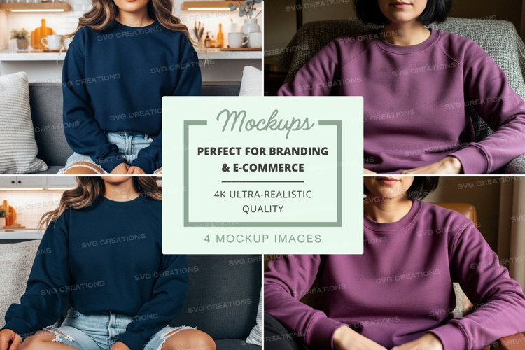 Women's crew neck sweatshirts mockup