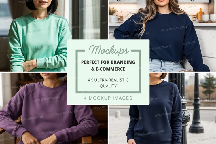 Group of people wearing long sleeve sweatshirts mockup