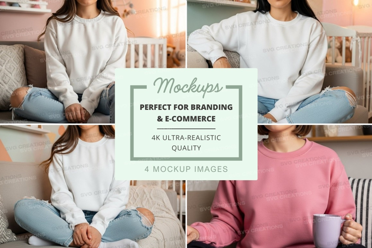 Women wearing oversized sweatshirts mockup
