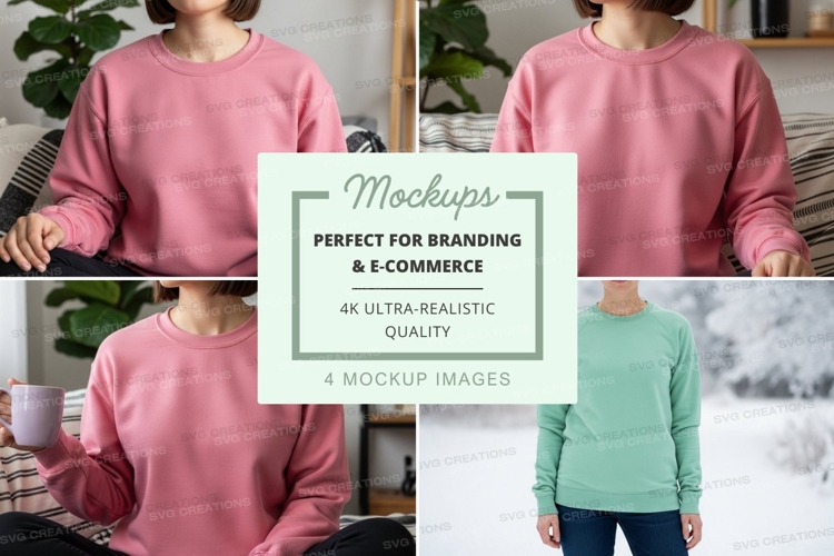 Sweatshirt mockup in pink and green