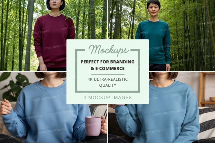 People wearing oversized sweatshirts mockup