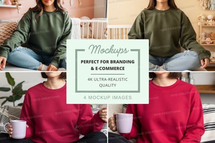 Group of women wearing sweatshirts mockup example image 1