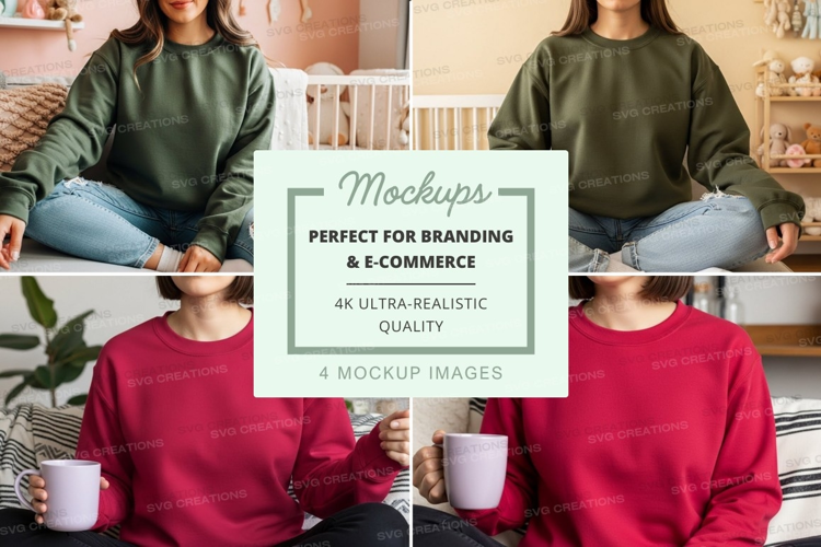 Group of women wearing sweatshirts mockup