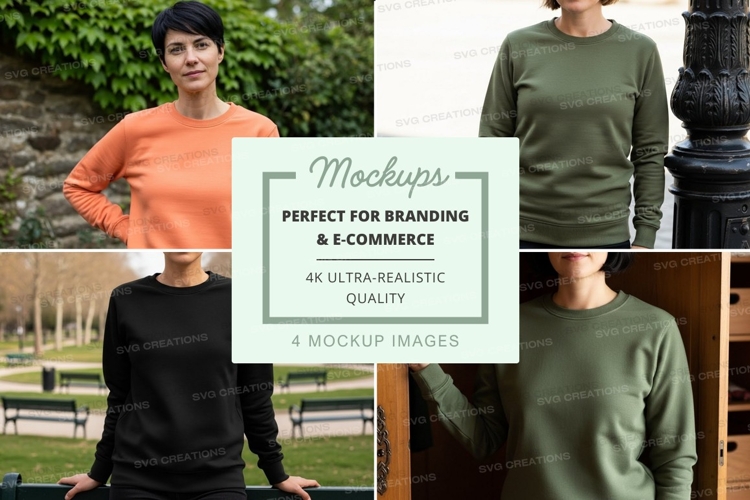 Long sleeve sweatshirt mockup in multiple colors