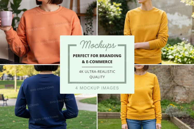 Long sleeve t-shirt mockup in orange, yellow, and blue