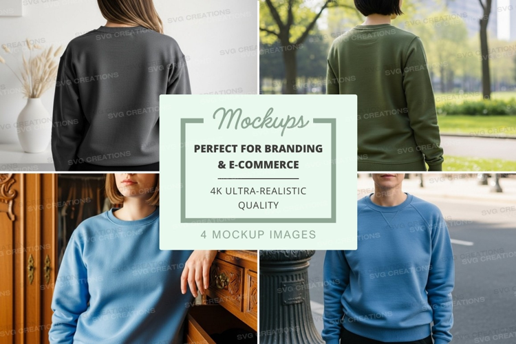 Sweatshirts mockup - crew neck sweatshirts in blue, green, a