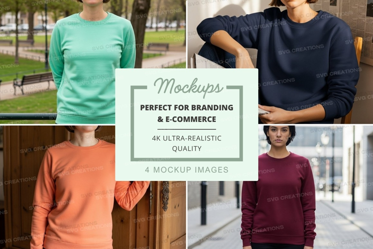 Long sleeve t-shirt mockup in multiple colors