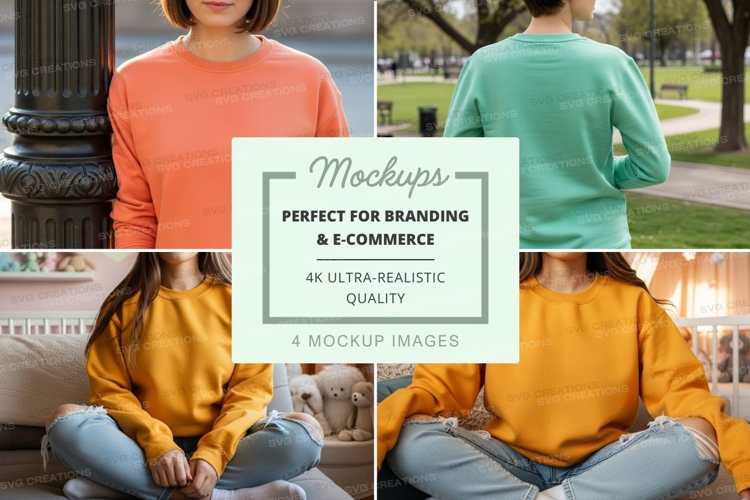Group of people wearing long sleeve crew neck sweatshirts in