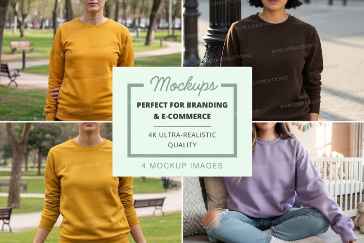 Long sleeve sweatshirt mockup with models