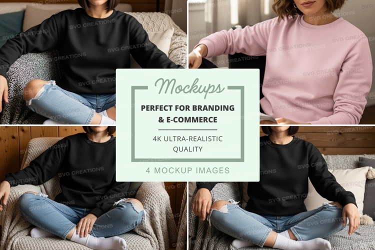 Group of people wearing sweatshirts mockup