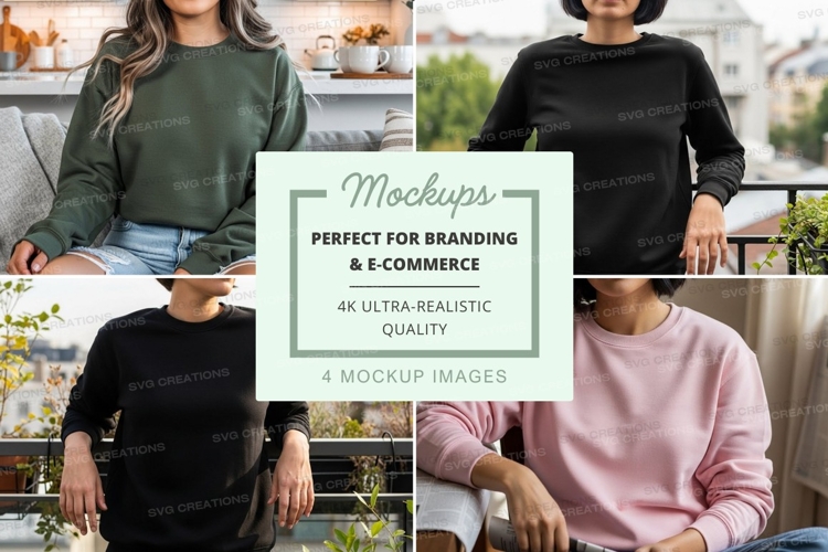 Sweatshirt mockup in multiple colors and styles