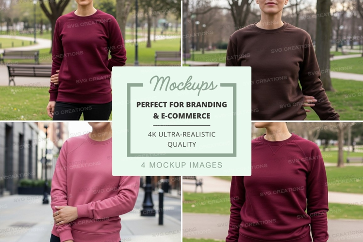 Women's long sleeve crew neck sweatshirts in park setting