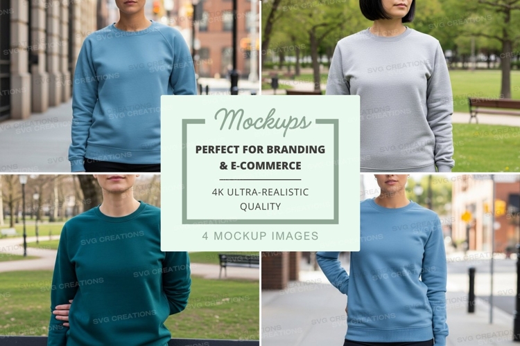 People wearing long sleeve sweatshirts mockup