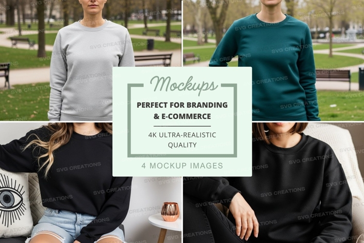 Sweatshirt mockup with models in outdoor setting