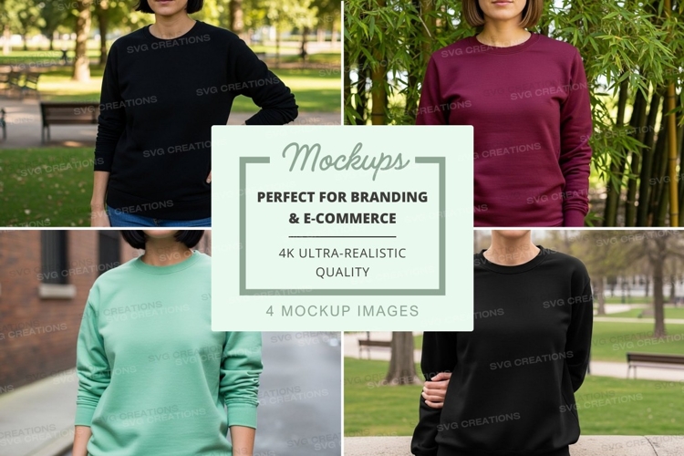 People wearing long sleeve crew neck sweatshirts in park