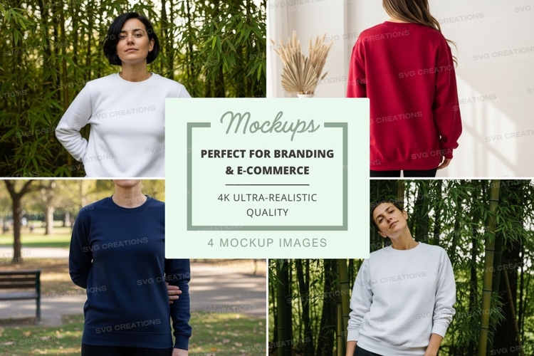 Sweatshirt mockup with models in outdoor setting